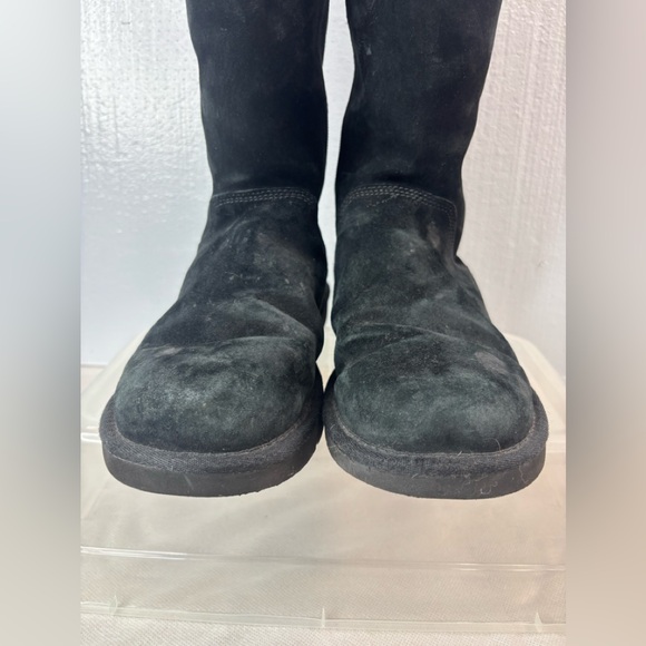 UGG 6 Luxurious Velvet Suede Fur Lined Silver Back Buckle Tall Boots - Picture 7 of 10